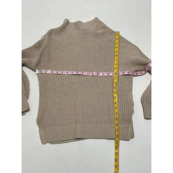 Cupcakes & Cashmere Turtleneck Ribbed Sweater Knit Pullover Tan XS Extra Small - Picture 4 of 11